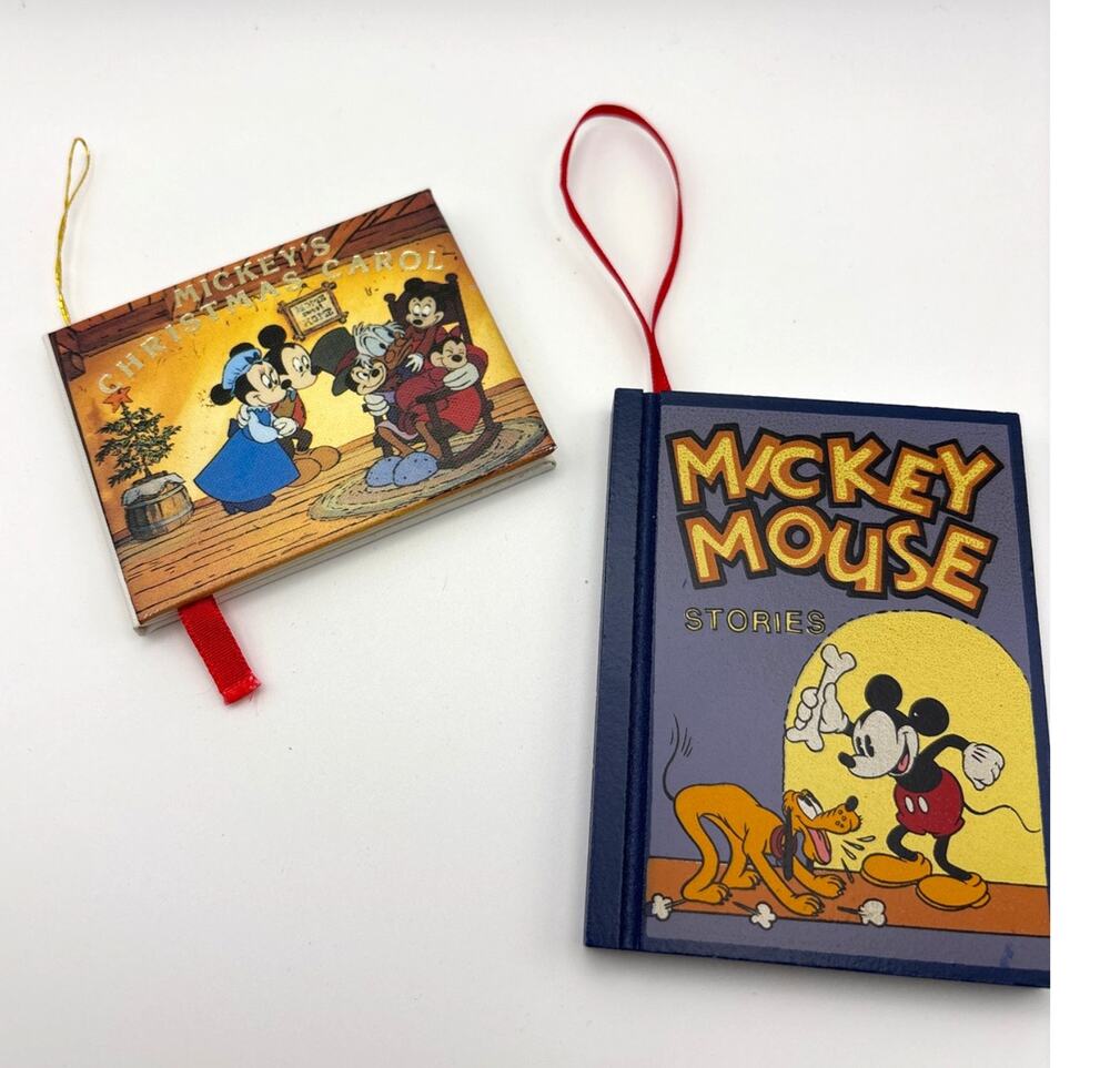 Mickey's Christmas Carol Ornament Book Disney Kurt Adler with Wooden Ornament